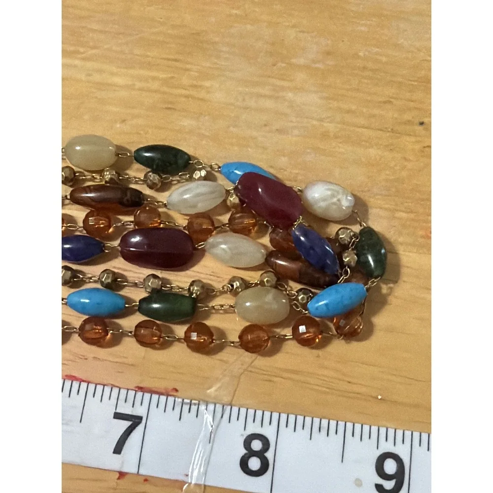 Multistrand Beaded Statement‎ Necklace  Tone Boho Layering